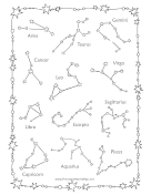 Western Zodiac Constellations Black and White