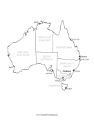 Australia Map With Major Cities And States