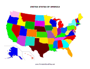 Printable US map for Kids