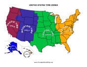 Time Zones map USA