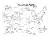 US Major National Parks Black and White