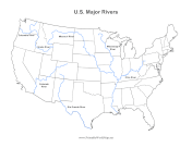 US Major Rivers Map Labels