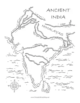 Ancient India With Himalayas Black and White