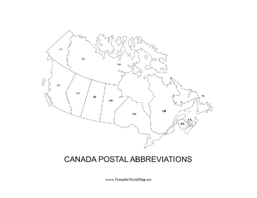 Canada Postal Abbreviations Map