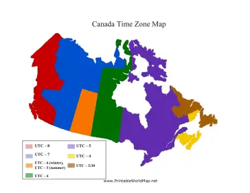 Canada Time Zone map