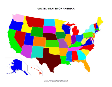 Printable US map for Kids