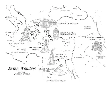 Seven Wonders Of The Ancient World Black and White