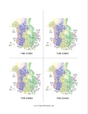 US Canada Time Zone Map Set