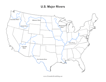 US Major Rivers Map Labels