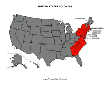 United States Colonies map