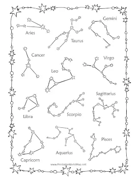 Western Zodiac Constellations Black and White