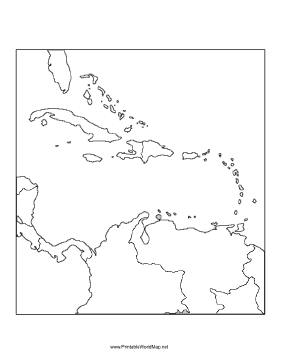 Caribbean blank map